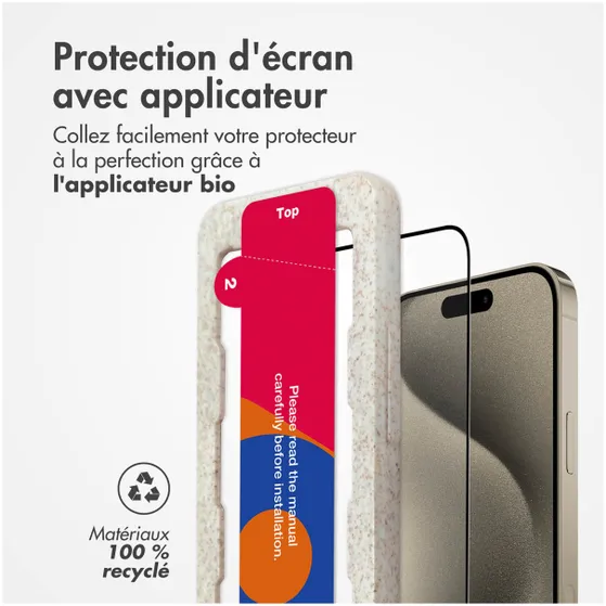 Accezz Gehard Glas Full Cover Screenprotector met applicator iPhone 15 Pro Transparant