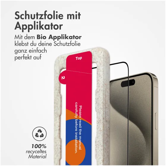 Accezz Gehard Glas Full Cover Screenprotector met applicator iPhone 15 Pro Transparant