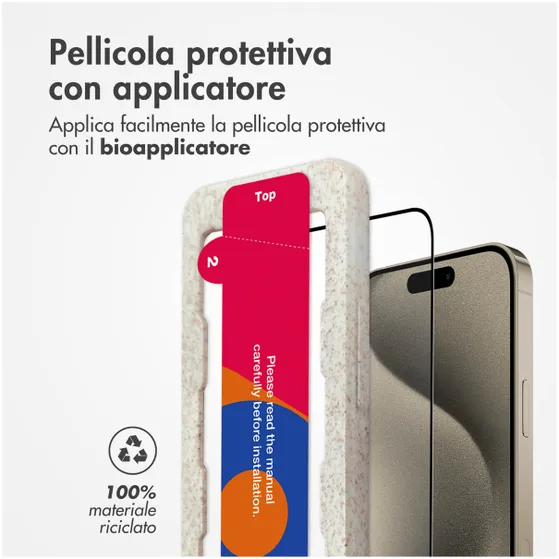 Accezz Gehard Glas Full Cover Screenprotector met applicator iPhone 15 Pro Transparant