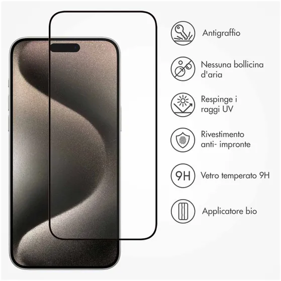 Accezz Gehard Glas Full Cover Screenprotector met applicator iPhone 15 Pro Transparant