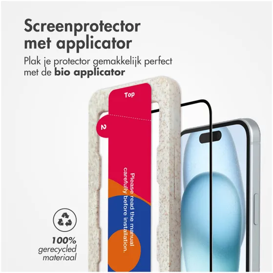 Accezz Gehard Glas Full Cover Screenprotector met applicator iPhone 15 Plus Transparant