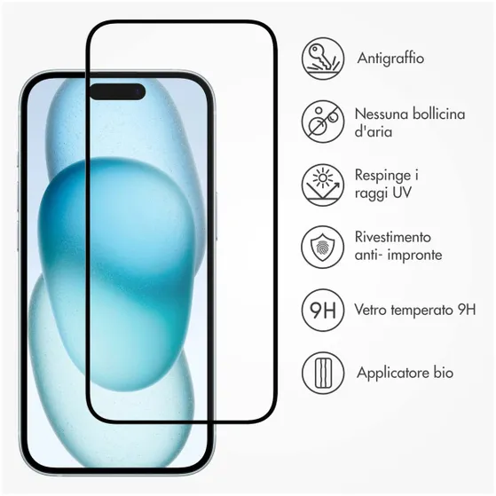 Accezz Gehard Glas Full Cover Screenprotector met applicator iPhone 15 Plus Transparant