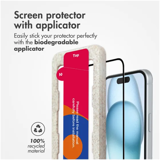 Accezz Gehard Glas Full Cover Screenprotector met applicator iPhone 15 Plus Transparant