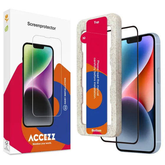 Accezz Gehard Glas Full Cover Screenprotector met applicator iPhone 13 / 13 Pro / 14 Transparant