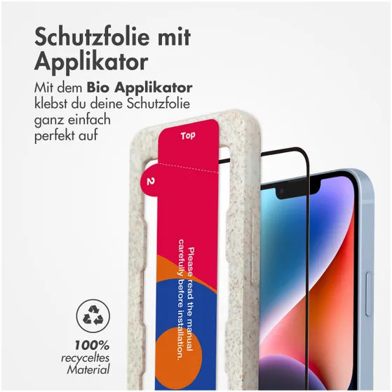 Accezz Gehard Glas Full Cover Screenprotector met applicator iPhone 13 / 13 Pro / 14 Transparant