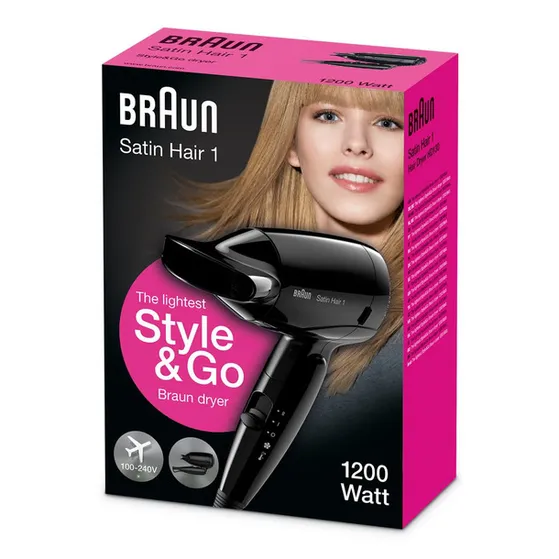 Braun HD130 Satin-Hair 1 Style&Go Zwart