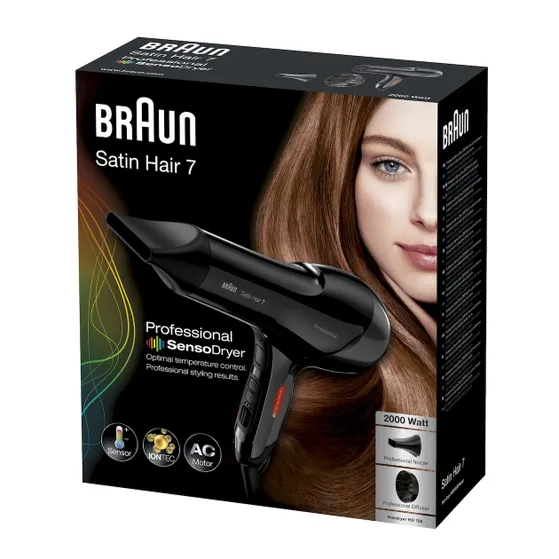 Braun HD785 Satin-Hair 7 professional nozzle + Diffuser Zwart
