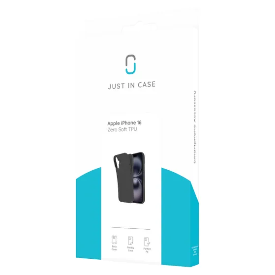 Just in Case Zero Soft TPU Case voor Apple iPhone 16 Zwart