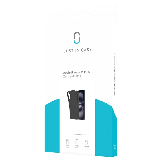 Just in Case Zero Soft TPU Case voor Apple iPhone 16 Plus Zwart