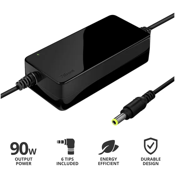 Trust Primo Universele 90W-laptopoplader Zwart