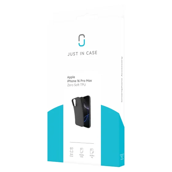 Just in Case Zero Soft TPU Case voor Apple iPhone 16 Pro Max Zwart