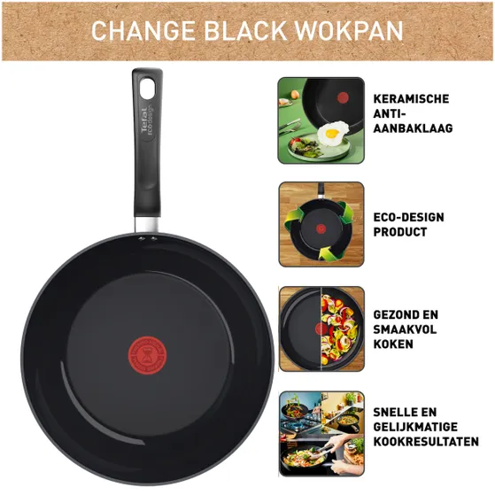 Tefal C47619 Wokpan 28cm Change Black