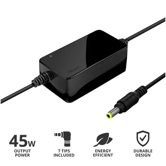 Trust Primo Universele 45W-laptopoplader Zwart