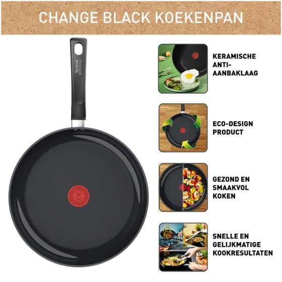 Tefal C47604 Koekenpan 24cm Change Black