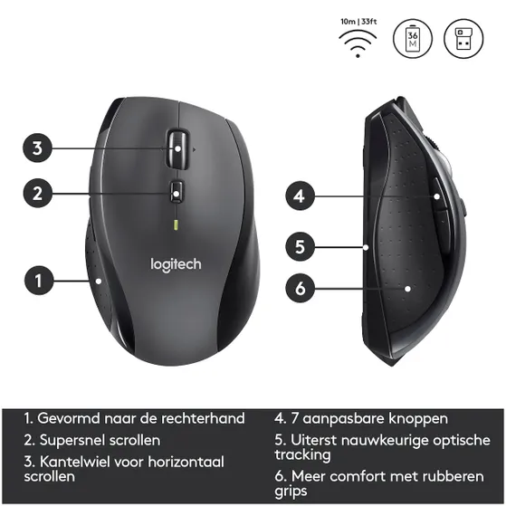 Logitech M705 Marathon Zwart