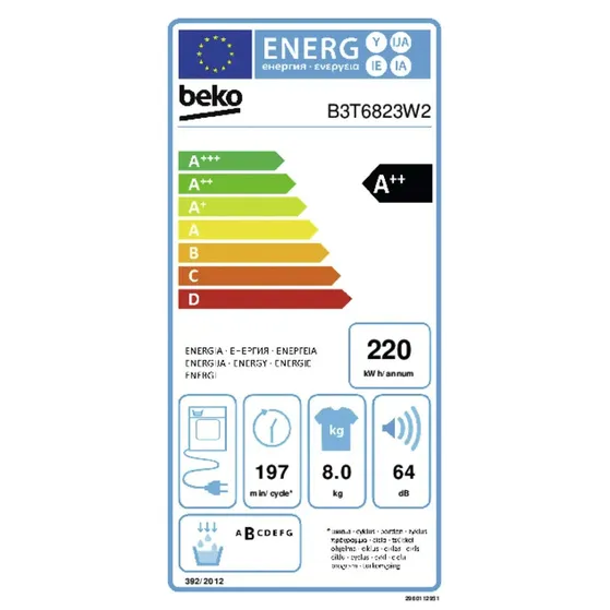 Beko B3T6823W2 SteamCure Selective Line Wit