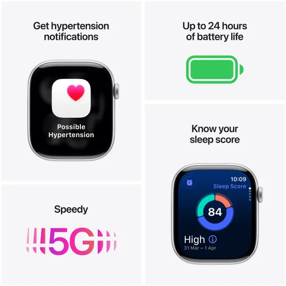 Apple Watch Series 11 GPS + Cellular 42mm met Sport Band - S/M Zwart