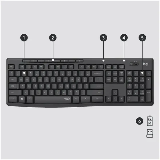 Logitech MK295 Silent Draadloze Toetsenbord en Muis QWERTY Zwart