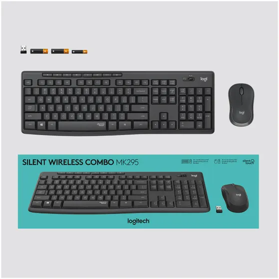 Logitech MK295 Silent Draadloze Toetsenbord en Muis QWERTY Zwart