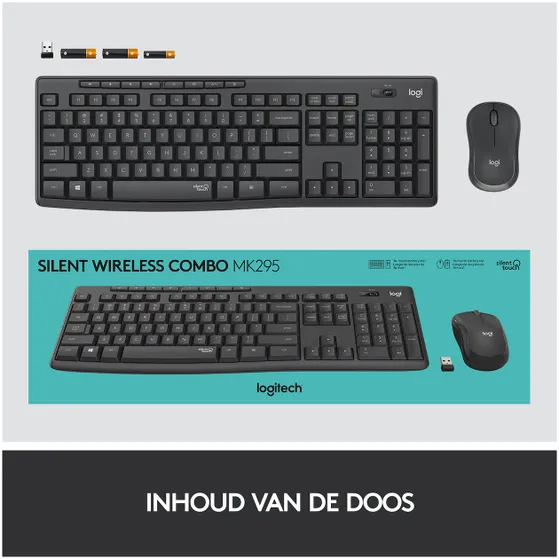 Logitech MK295 Silent Draadloze Toetsenbord en Muis QWERTY Zwart
