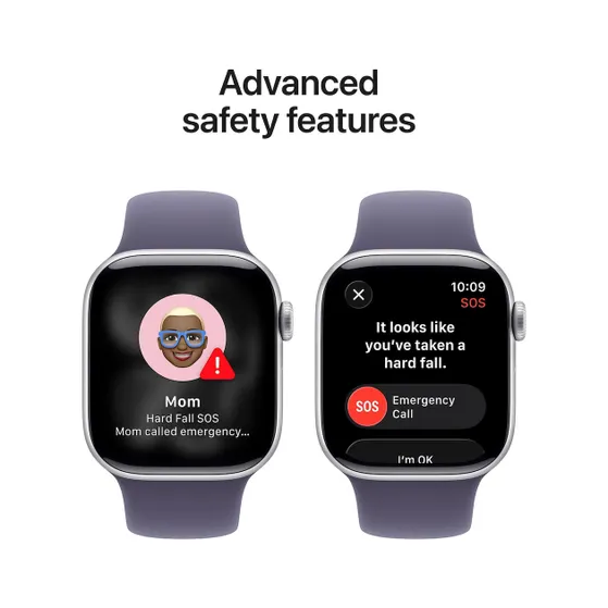 Apple Watch Series 11 GPS + Cellular 42mm Silver Aluminium Case met Purple Fog Sport Band - M/L Zilver