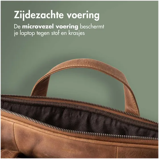 Accezz Leather Laptoptas 16 inch Bruin