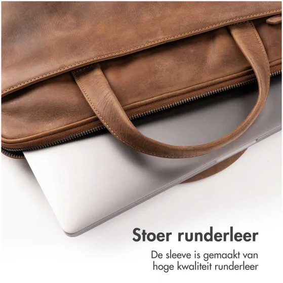 Accezz Leather Laptoptas 16 inch Bruin