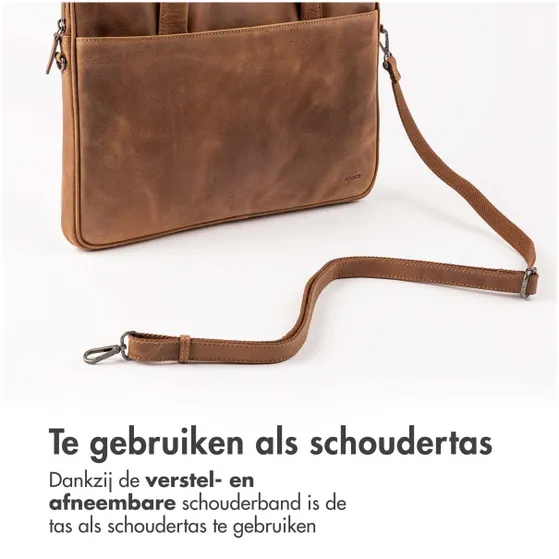 Accezz Leather Laptoptas 16 inch Bruin