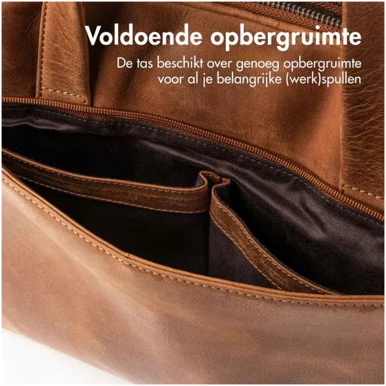 Accezz Leather Laptoptas 16 inch Bruin