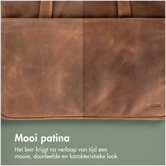 Accezz Leather Laptoptas 16 inch Bruin