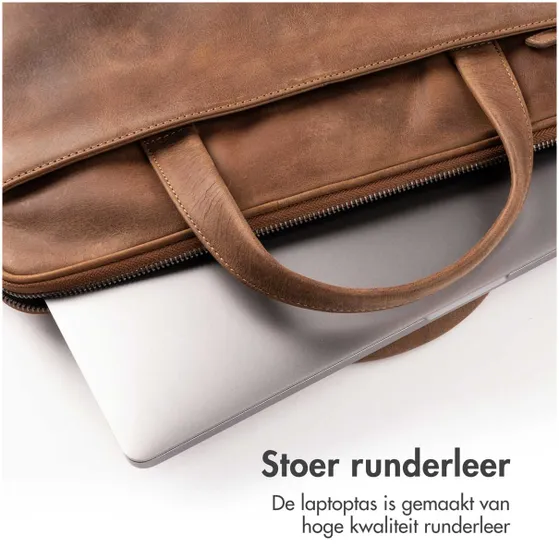 Accezz Leather Laptoptas 16 inch Bruin