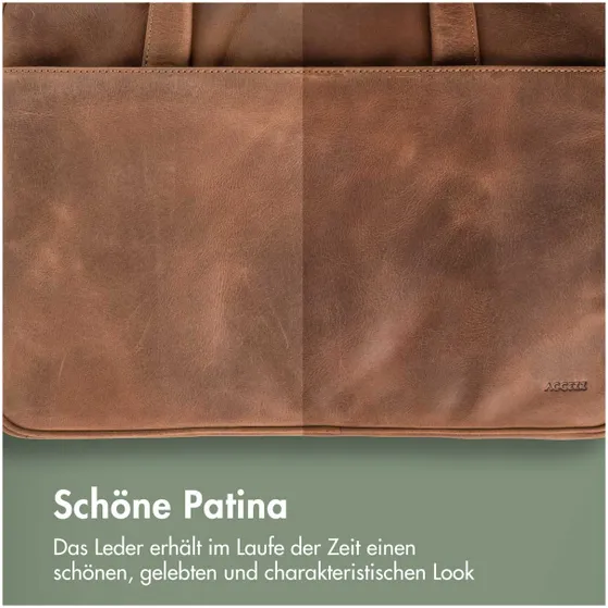 Accezz Leather Laptoptas 16 inch Bruin