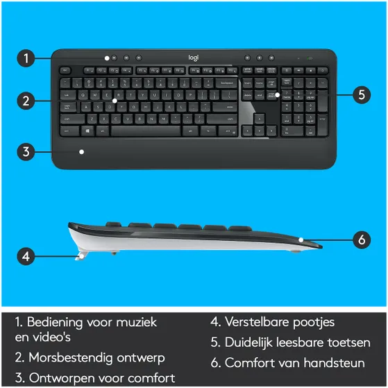 Logitech MK540 Advanced Draadloze Toetsenbord en Muis