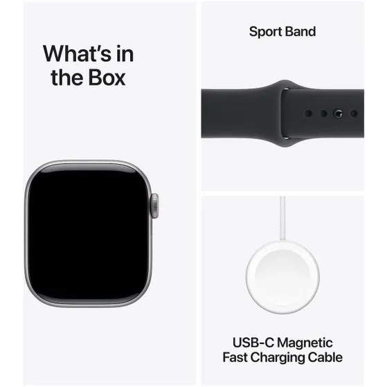 Apple Watch Series 11 GPS + Cellular 42mm Space Grey Aluminium Case met Black Sport Band - M/L Spacegrijs