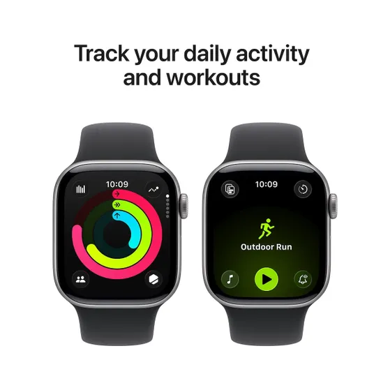 Apple Watch Series 11 GPS + Cellular 42mm Space Grey Aluminium Case met Black Sport Band - M/L Spacegrijs