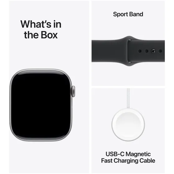 Apple Watch Series 11 GPS + Cellular 42mm Space Grey Aluminium Case met Black Sport Band - S/M Spacegrijs