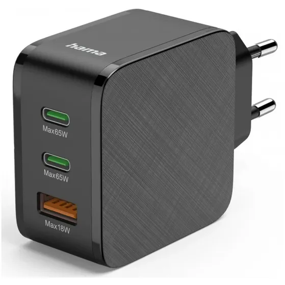 Hama Snellader 2x USB-C PD 1x USB-A QC 65 W Zwart