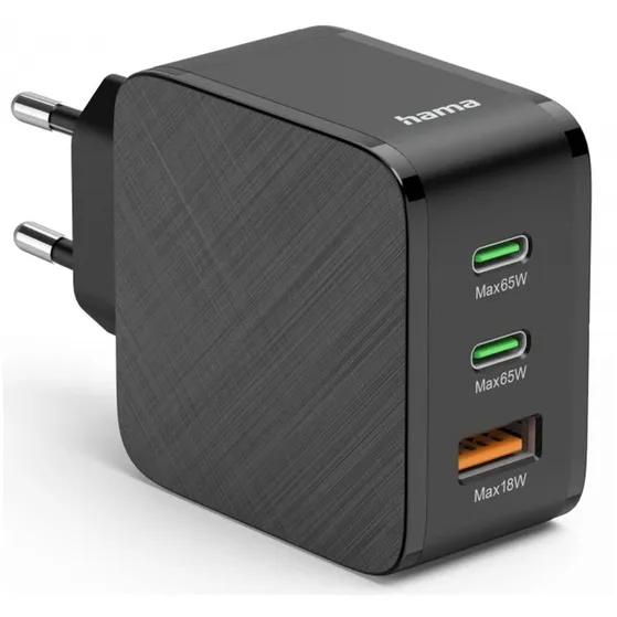 Hama Snellader 2x USB-C PD 1x USB-A QC 65 W Zwart
