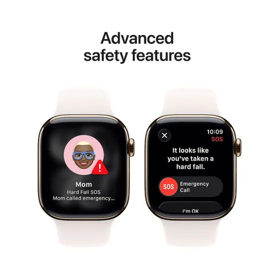 Apple Watch Series 11 GPS + Cellular 42mm Gold Titanium Case met Light Blush Sport Band - M/L Titanium