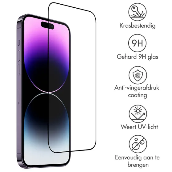 Accezz Gehard Glas Full Cover Screenprotector iPhone 15 Pro Max Transparant