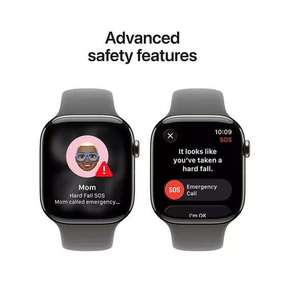 Apple Watch Series 11 GPS + Cellular 42mm Natural Titanium Case met Stone Grey Sport Band - S/M Titanium