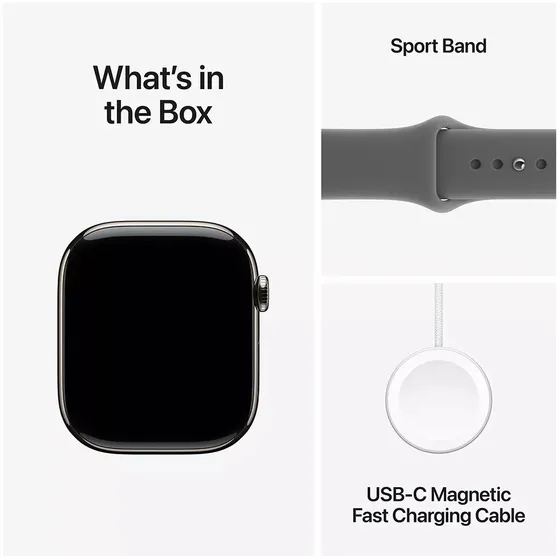 Apple Watch Series 11 GPS + Cellular 42mm Natural Titanium Case met Stone Grey Sport Band - S/M Titanium