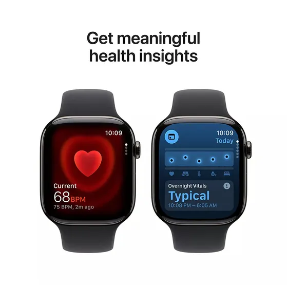 Apple Watch Series 11 GPS + Cellular 42mm Slate Titanium Case met Black Sport Band - S/M Titanium