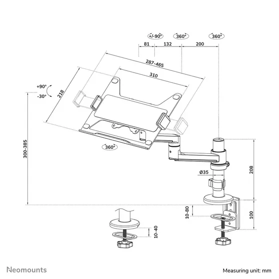 Neomounts DS20-425BL1 Zwart