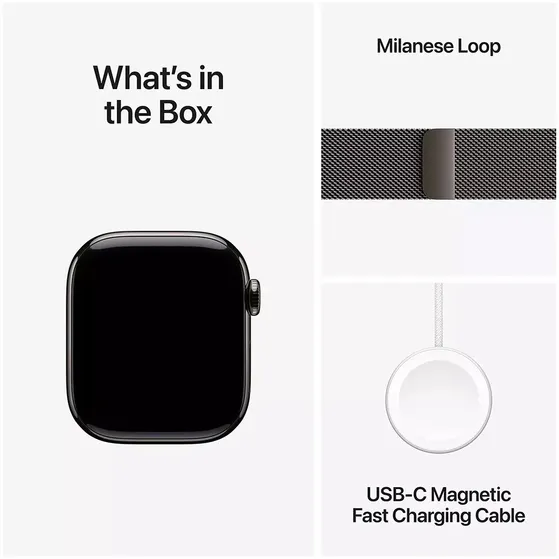Apple Watch Series 11 GPS + Cellular 42mm Slate Titanium Case met Slate Milanese Loop Titanium