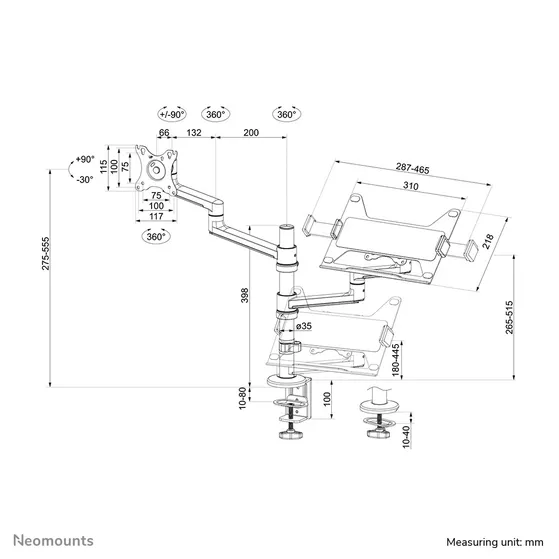 Neomounts DS20-425BL2 Zwart