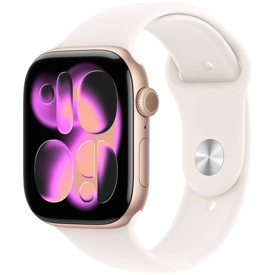 Apple Watch Series 11 GPS + Cellular 46mm Rose Gold Aluminium Case met Light Blush Sport Band - M/L Rose/goud