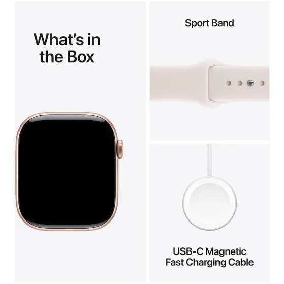 Apple Watch Series 11 GPS + Cellular 46mm Rose Gold Aluminium Case met Light Blush Sport Band - S/M Rose/goud
