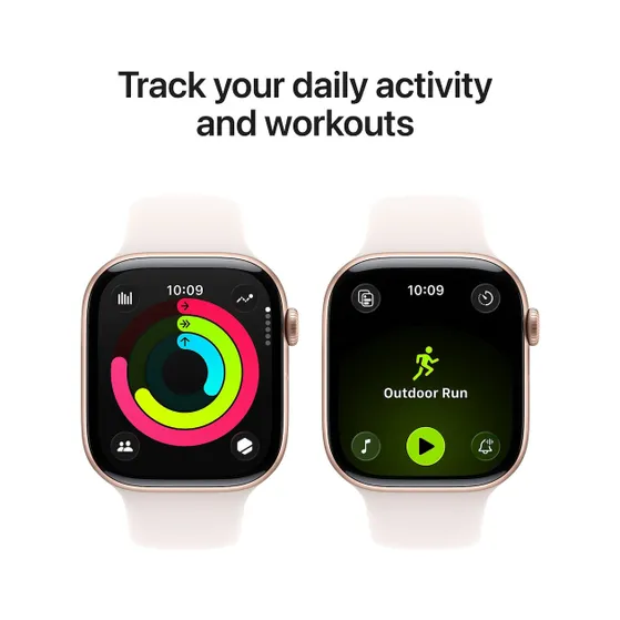 Apple Watch Series 11 GPS + Cellular 46mm Rose Gold Aluminium Case met Light Blush Sport Band - S/M Rose/goud