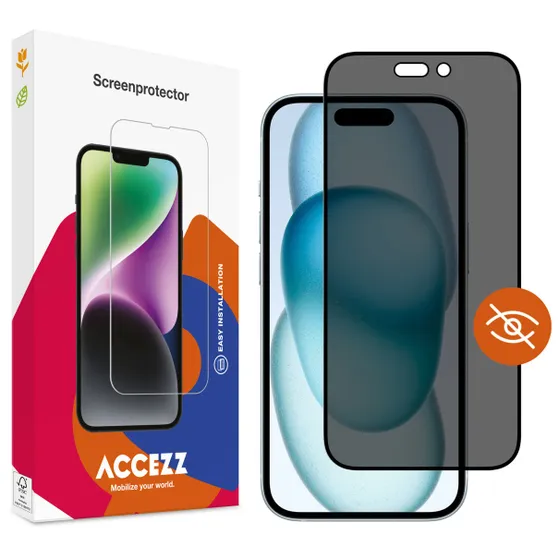 Accezz Gehard Glas Privacy Screenprotector iPhone 15 Plus Transparant